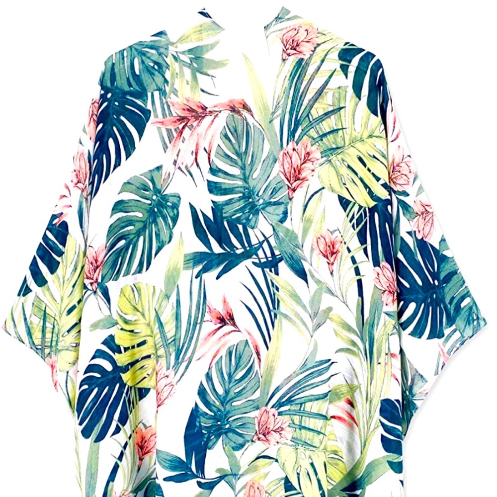 Beach Cover Up Kimono style Palm Tree Leaf Pattern